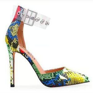 NWOT Zaya Lemon Drop Privileged Multicolored SnakeSkin High Heel Shoes Size 7. 5